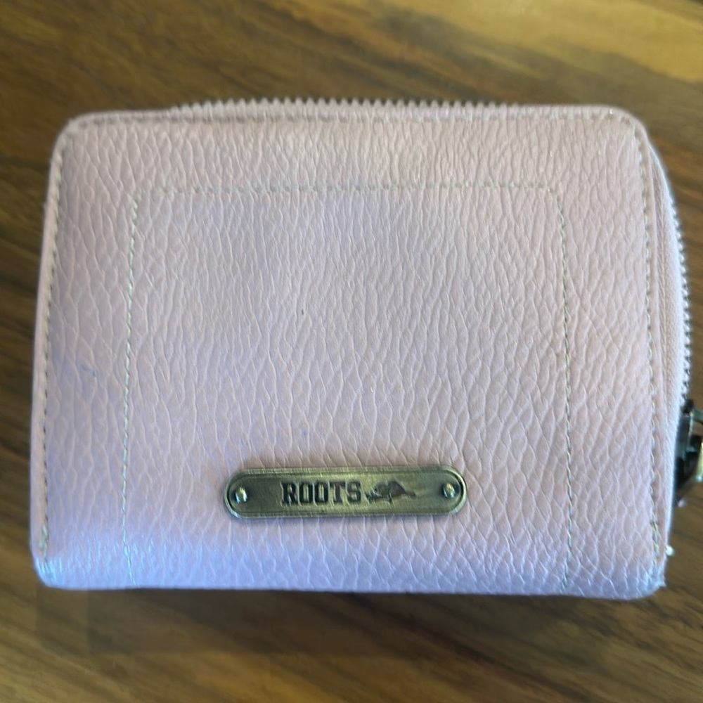 Roots Pink Zip Wallet